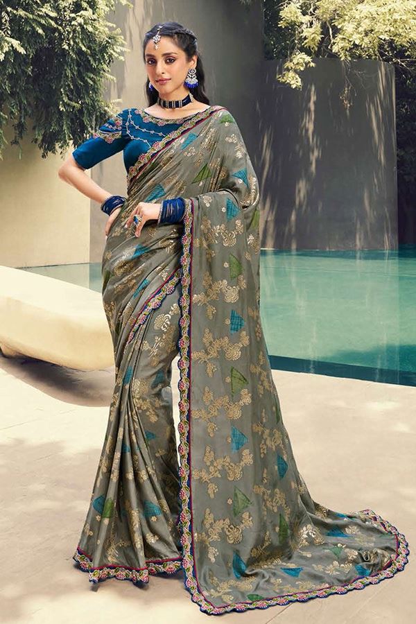 Picture of Astounding Silk Designer Saree for Party, Engagement, and Reception