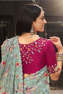 Picture of Pretty Net Designer Saree for Party, Engagement, Reception, and Festivals