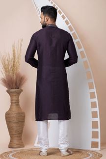 Picture of Majestic Violet Designer Kurta Pyjama Set for Wedding, Reception, Party, and Festivals