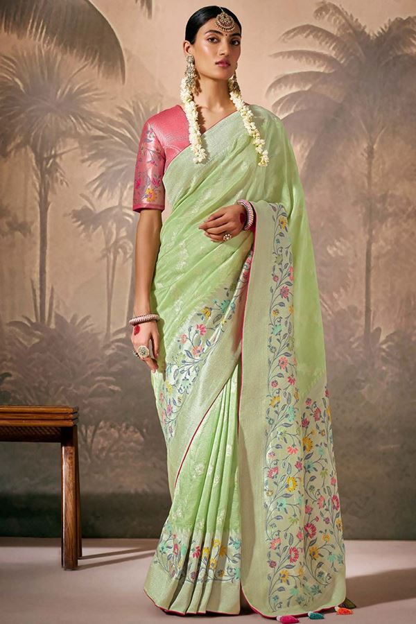 Picture of Bollywood Munga Silk Designer Saree for Engagement, Party and Festivals
