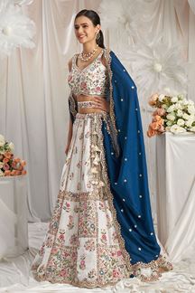 Picture of Surreal Cream Designer Indo-Western Lehenga Choli for Engagement, Reception, Party, and Festivals