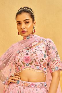 Picture of Magnificent Pink Designer Indo-Western Lehenga Choli for Engagement, Reception, Party, and Festivals