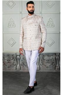 Picture of Splendid Cream Designer Jodhpuri Suit for Engagement, Reception, Party, and Festivals