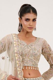 Picture of Exquisite Cream Designer Lehenga Choli for Engagement, Wedding, and Reception