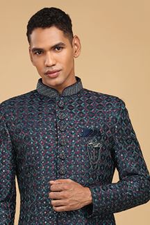 Picture of Attractive Blue Designer Sherwani for Sangeet and Reception