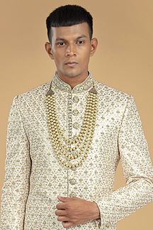 Picture of Stylish Cream Designer Groom’s Sherwani for Wedding and Engagement