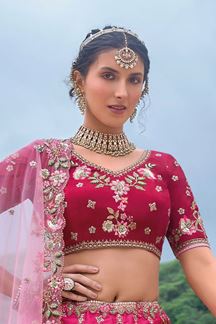 Picture of Charming Shaded Rani Pink Designer Bridal Lehenga Choli for Wedding and Reception