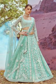 Picture of Dazzling Sea Green Designer Lehenga Choli for Engagement and Reception