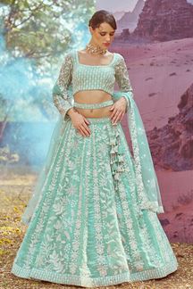 Picture of Dazzling Sea Green Designer Lehenga Choli for Engagement and Reception