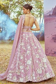 Picture of Flamboyant Lavender Designer Indo-Western Lehenga Choli for Engagement and Reception