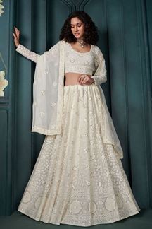 Picture of Exquisite Off-White Designer Lehenga Choli for Engagement and Reception