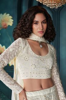 Picture of Exquisite Off-White Designer Lehenga Choli for Engagement and Reception