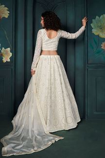 Picture of Exquisite Off-White Designer Lehenga Choli for Engagement and Reception
