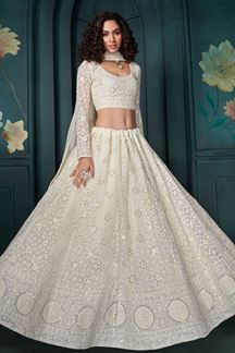 Picture of Exquisite Off-White Designer Lehenga Choli for Engagement and Reception