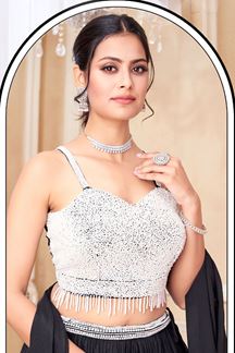 Picture of Outstanding Black and White Designer Indo-Western Lehenga Choli for Party