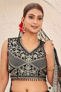 Picture of AestheticBlack Designer Indo-Western Lehenga Choli for Party and Reception