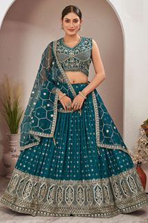 Picture of TrendyTeal Designer Indo-Western Lehenga Choli for Reception, Party, and Festivals