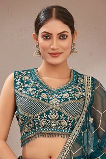 Picture of TrendyTeal Designer Indo-Western Lehenga Choli for Reception, Party, and Festivals