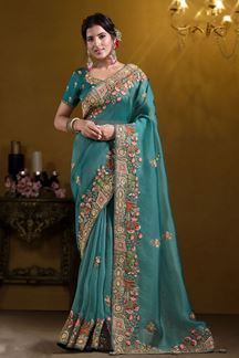 Picture of Smashing Pure Twill Tissue Designer Saree for Engagement, Reception, and Party