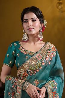 Picture of Smashing Pure Twill Tissue Designer Saree for Engagement, Reception, and Party