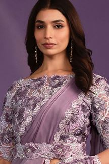 Picture of Awesome Lavender Designer Ready to Wear Saree with Belt for Engagement, Reception, and Party