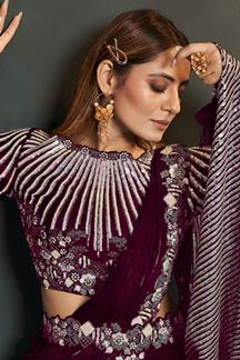Picture of Mesmerizing Designer Saree with Belt for Sangeet, Reception and Party
