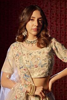 Picture of ExuberantWhite Designer Lehenga Choli for Sangeet and Pre-Wedding Shoot