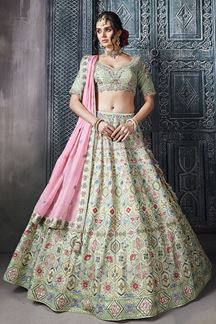 Picture of Amazing Pista Green Designer Wedding Lehenga Choli for Engagement and Reception