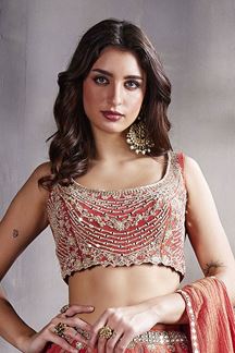 Picture of ClassyDark Peach Designer Wedding Lehenga Choli for Wedding and Reception