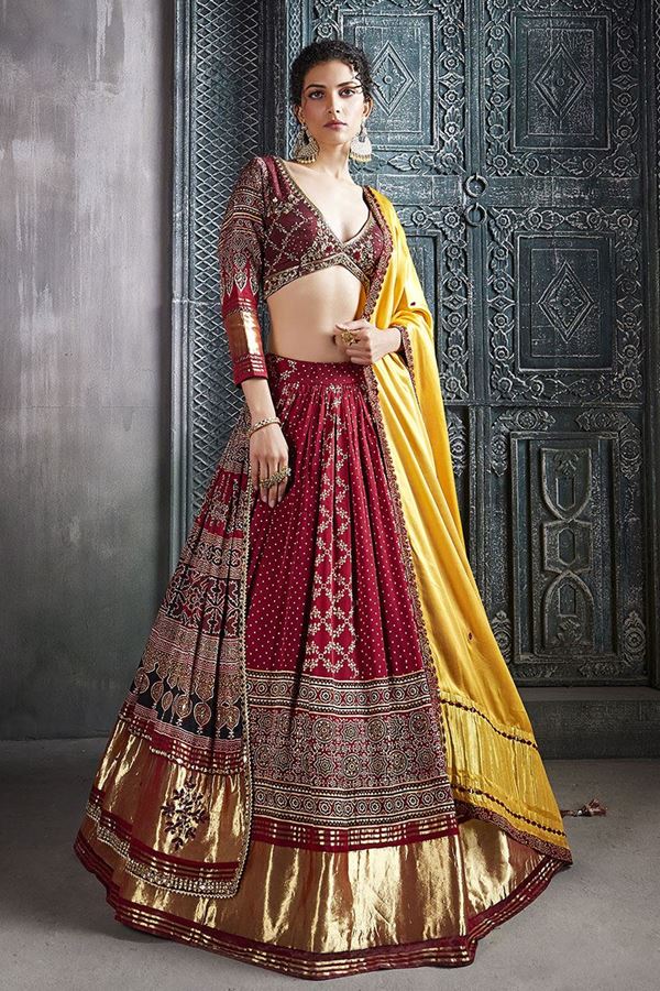 Picture of AstoundingMaroon Designer Lehenga Choli for Festivals, Wedding, and Reception