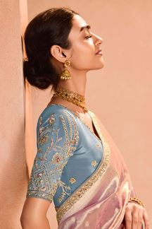 Picture of Creative Tissue Silk Designer Saree for Engagement, Sangeet, Reception, Festivals and Party
