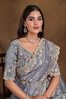 Picture of Beautiful Pure Organza Silk Designer Saree for Reception, Party and Sangeet