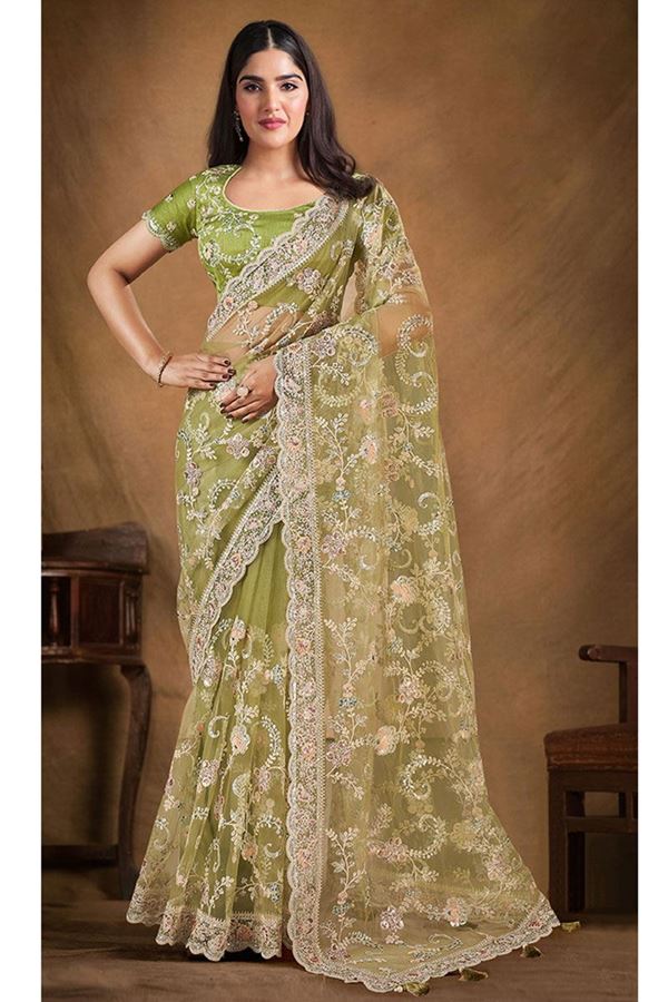 Picture of Glorious Net Designer Saree for Engagement, Reception, and Party