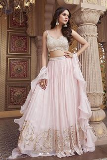 Picture of Marvelous Organza Designer Indo-Western Lehenga Choli for Engagement and Reception