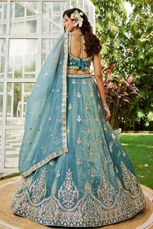 Picture of  Mesmerizing Organza Designer Indo-Western Lehenga Choli for Engagement, Mehendi, and Reception