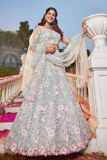 Picture of   Pretty Net Designer Indo-Western Lehenga Choli for Engagement and Reception