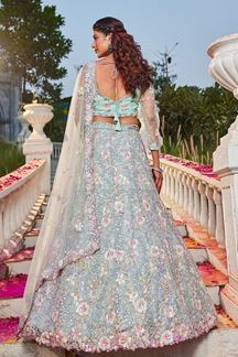 Picture of   Pretty Net Designer Indo-Western Lehenga Choli for Engagement and Reception