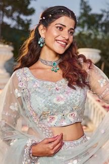 Picture of   Pretty Net Designer Indo-Western Lehenga Choli for Engagement and Reception