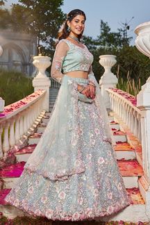 Picture of   Pretty Net Designer Indo-Western Lehenga Choli for Engagement and Reception