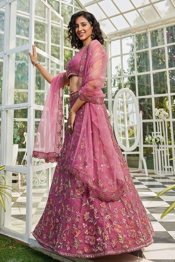 Picture of  Magnificent Net Designer Indo-Western Lehenga Choli for Engagement and Reception