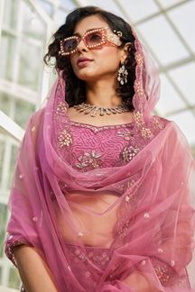 Picture of  Magnificent Net Designer Indo-Western Lehenga Choli for Engagement and Reception