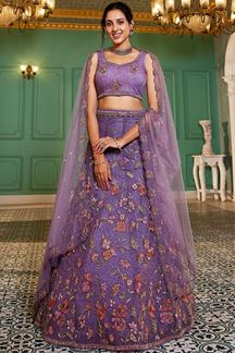 Picture of  Artistic Net Designer Indo-Western Lehenga Choli for Engagement and Reception