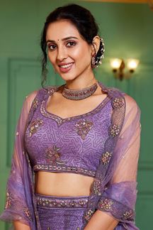 Picture of  Artistic Net Designer Indo-Western Lehenga Choli for Engagement and Reception