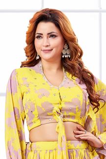 Picture of ExquisiteYellow Designer Indo-Western Lehenga Choli for Party and Sangeet