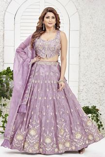 Picture of AttractiveLavender Designer Indo-Western Lehenga Choli for Engagement and Reception