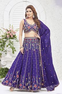 Picture of ArtisticBlue Designer Indo-Western Lehenga Choli for Wedding and Reception