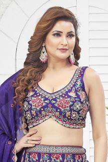 Picture of ArtisticBlue Designer Indo-Western Lehenga Choli for Wedding and Reception
