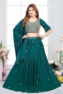 Picture of GloriousTeal Blue Designer Wedding Lehenga Choli for Wedding and Reception