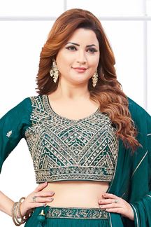 Picture of GloriousTeal Blue Designer Wedding Lehenga Choli for Wedding and Reception