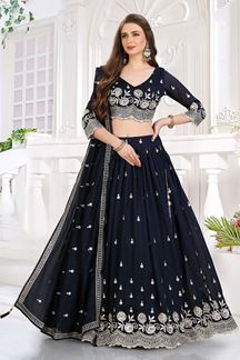Picture of AmazingDark Blue Designer Wedding Lehenga Choli for Wedding and Reception